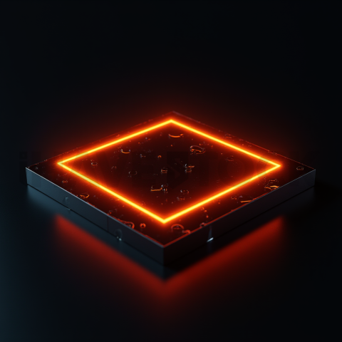Minimalism Glassmorphism Block Orange Fire Glow 2025 – 8K Minimal Black UI Mockup MKT GLS 0320