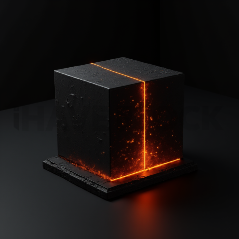 Minimalism Glassmorphism Block Orange Fire Glow 2025 – 8K Minimal Black UI Mockup MKT GLS 0356