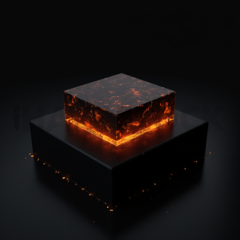 Minimalism Glassmorphism Block Orange Fire Glow 2025 – 8K Minimal Black UI Mockup MKT GLS 0713