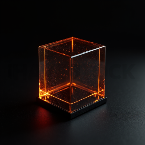 Minimalism Glassmorphism Block Orange Fire Glow 2025 – 8K Minimal Black UI Mockup MKT GLS 0748