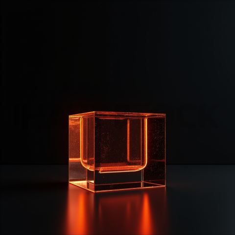 Minimalism Glassmorphism Block Orange Fire Glow 2025 – 8K Minimal Black UI Mockup MKT GLS 0966