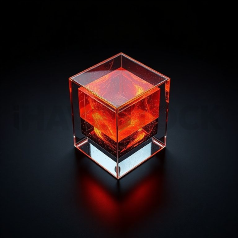 Minimalism Glassmorphism Block Orange Fire Glow 2025 – 8K Minimal Black UI Mockup MKT GLS 1184