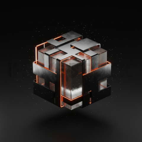 Minimalism Glassmorphism Block Orange Fire Glow 2025 – 8K Minimal Black UI Mockup MKT GLS 1356