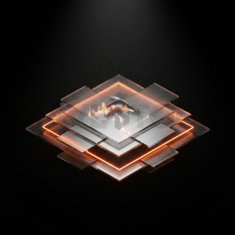 Minimalism Glassmorphism Block Orange Fire Glow 2025 – 8K Minimal Black UI Mockup MKT GLS 1357