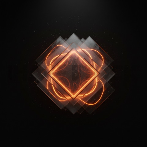 Minimalism Glassmorphism Block Orange Fire Glow 2025 – 8K Minimal Black UI Mockup MKT GLS 1302