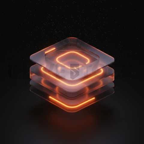 Minimalism Glassmorphism Block Orange Fire Glow 2025 – 8K Minimal Black UI Mockup MKT GLS 1359