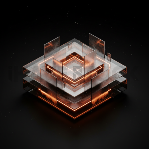 Minimalism Glassmorphism Block Orange Fire Glow 2025 – 8K Minimal Black UI Mockup MKT GLS 1360