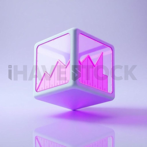 3D Analytics Cube Purple Neon series 794