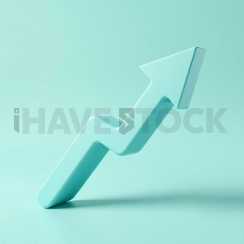 3D Growth Arrow Teal Glossy series 788