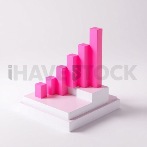 3D Rising Bar Chart Hot Pink series 785