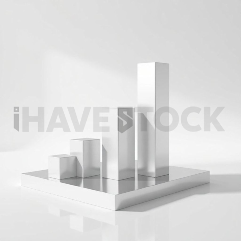 3D Rising Bar Chart Chrome Silver series 779