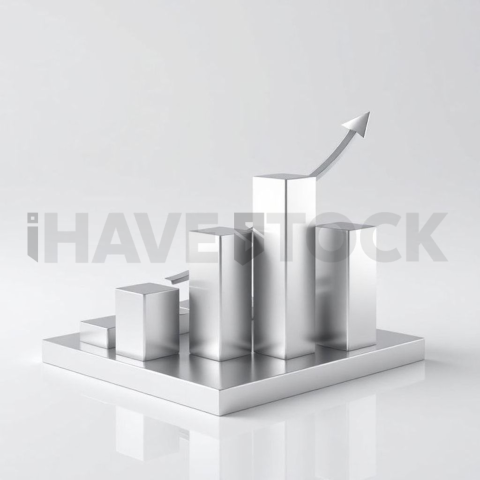 3D Rising Bar Chart Chrome Silver series 762