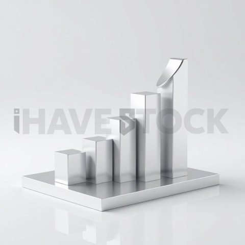 3D Rising Bar Chart Chrome Silver series 738