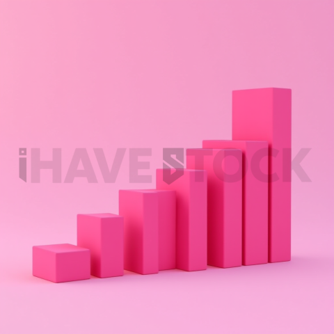 3D Rising Bar Chart Hot Pink series 708