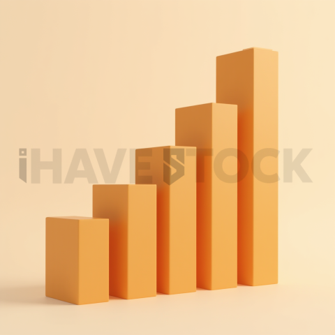3D Rising Bar Chart Amber Soft series 723