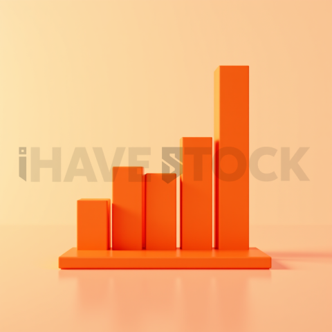 3D Rising Bar Chart Sunset Orange series 688