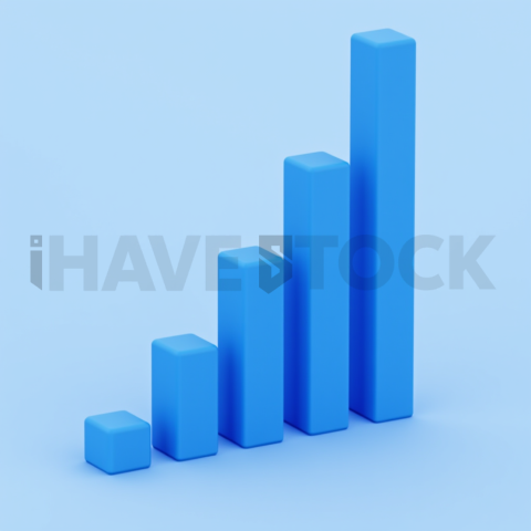 3D Rising Bar Chart Electric Blue series 670
