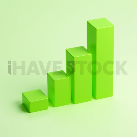 3D Rising Bar Chart Lime Green series 646