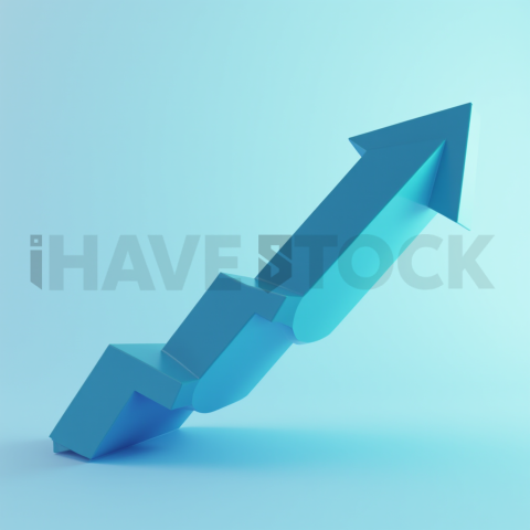 3D Growth Arrow Cyan Neon series 627