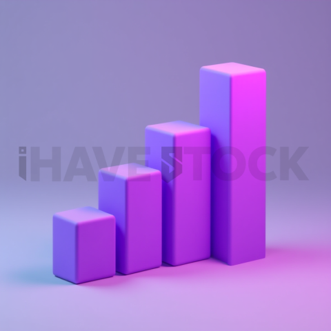 3D Rising Bar Chart Purple Neon series 634