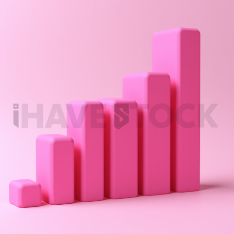 3D Rising Bar Chart Hot Pink series 639