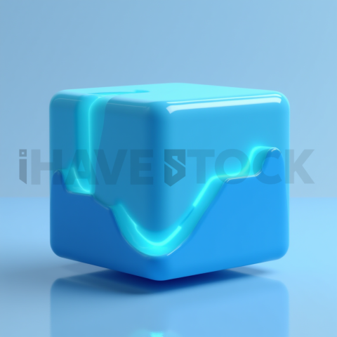 3D Analytics Cube Cyan Neon series 595