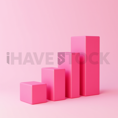 3D Rising Bar Chart Hot Pink series 581
