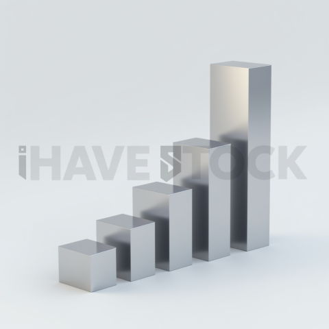 3D Rising Bar Chart Chrome Silver series 566