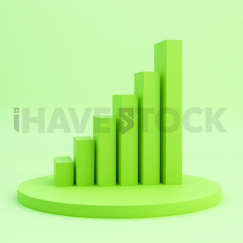3D Rising Bar Chart Lime Green series 568
