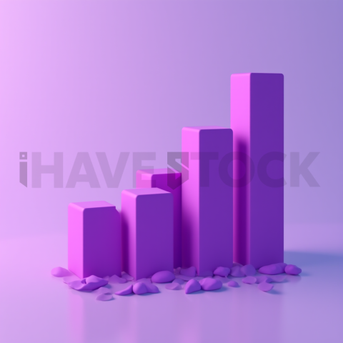3D Rising Bar Chart Purple Neon series 563