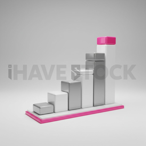 3D Rising Bar Chart Hot Pink series 549