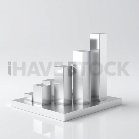 3D Rising Bar Chart Chrome Silver series 534