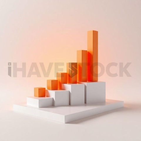 3D Rising Bar Chart Sunset Orange series 540