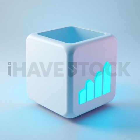 3D Analytics Cube Cyan Neon series 842