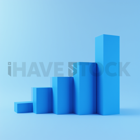 3D Rising Bar Chart Electric Blue series 645