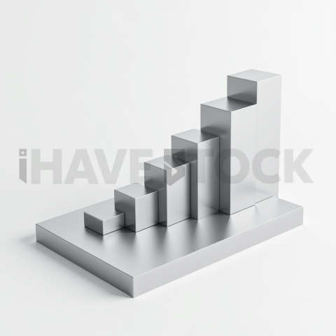 3D Rising Bar Chart Chrome Silver series 625