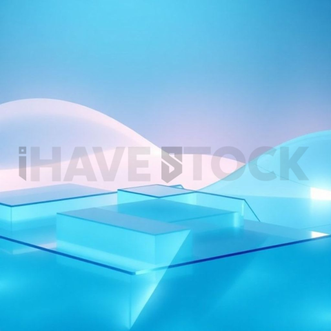 Geometric Surfaces in Ultramarine High Gloss Finish – Premium AI Stock Background