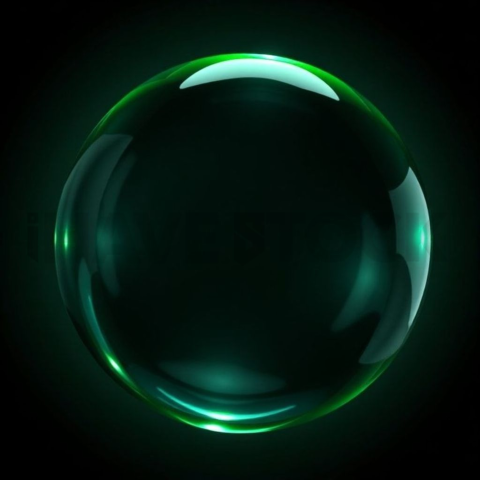 Circular Glass Orb Green Neon Strong Glow Dark Glassmorphism Element 2025 – 8K