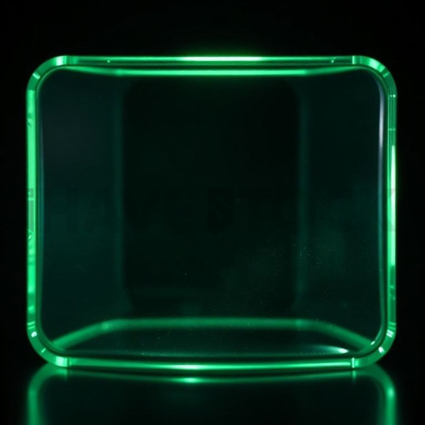 Blurred Glass Widget Green Neon Strong Glow Dark Glassmorphism Element 2025 – 8K