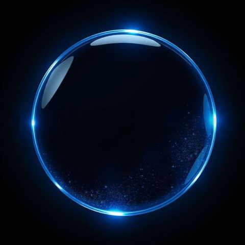 Glass Highlight Badge Blue Electric Strong Glow Dark Glassmorphism Element 2025 – 8K