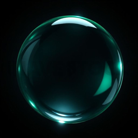 Circular Glass Orb Emerald Strong Glow Dark Glassmorphism Element 2025 – 8K