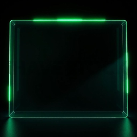 Glass Panel Frame Green Neon Subtle Glow Dark Glassmorphism Element 2025 – 8K