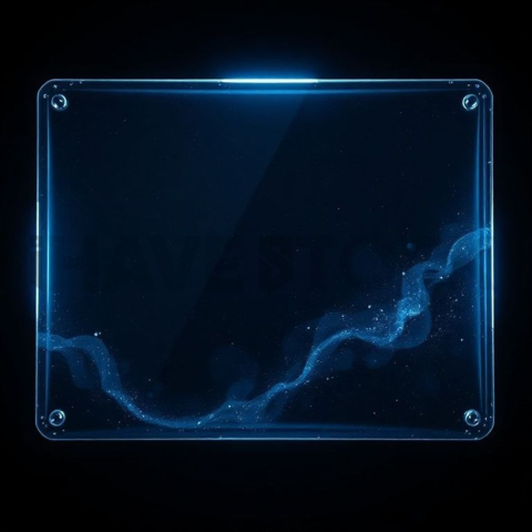 Glass Panel Card Blue Electric Ultra Glow Dark Glassmorphism Element 2025 – 8K