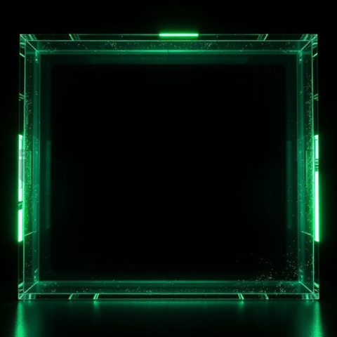 Glass Panel Frame Green Neon Ultra Glow Dark Glassmorphism Element 2025 – 8K