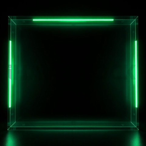 Glass Panel Frame Green Neon Strong Glow Dark Glassmorphism Element 2025 – 8K