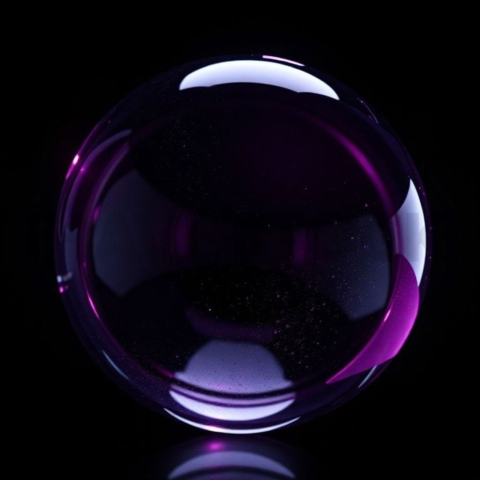 Circular Glass Orb Magenta Ultra Glow Dark Glassmorphism Element 2025 – 8K