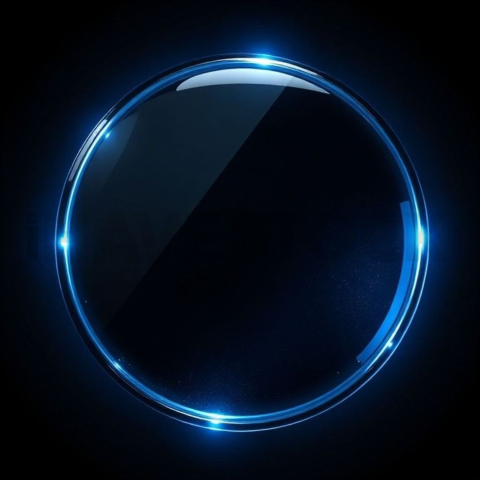 Glass Highlight Badge Blue Electric Ultra Glow Dark Glassmorphism Element 2025 – 8K