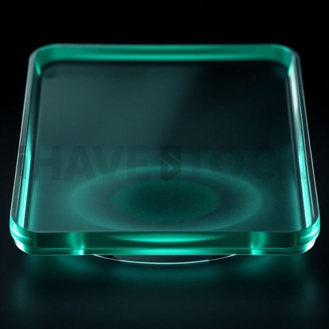 Glassy 3D Plate Emerald Medium Glow Dark Glassmorphism Element 2025 – 8K