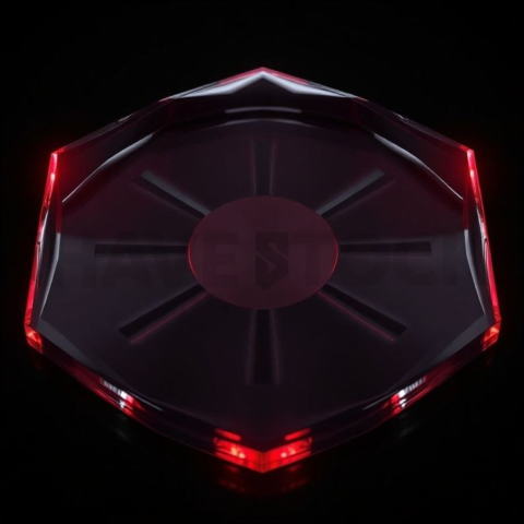 Glassy 3D Plate Red Neon Ultra Glow Dark Glassmorphism Element 2025 – 8K