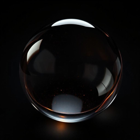 Circular Glass Orb Amber Subtle Glow Dark Glassmorphism Element 2025 – 8K